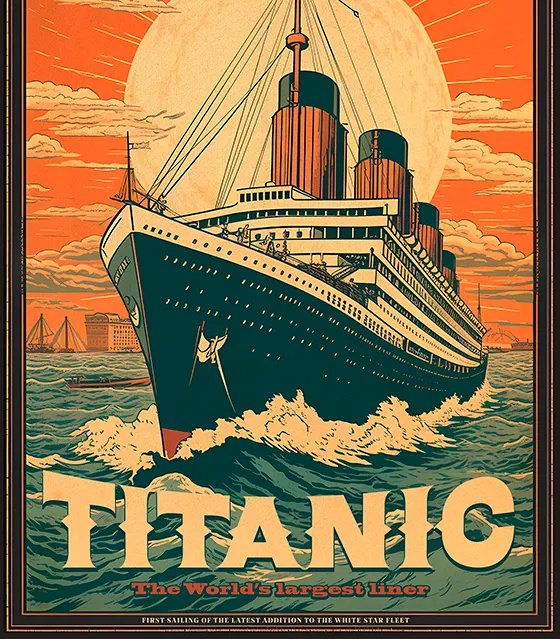 A vintage travel poster of the ocean liner Titanic